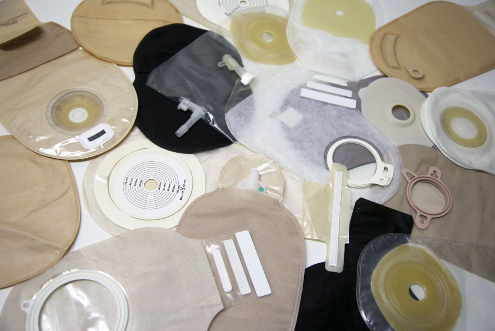 Variety of Ostomy and Urine Bags in different execution