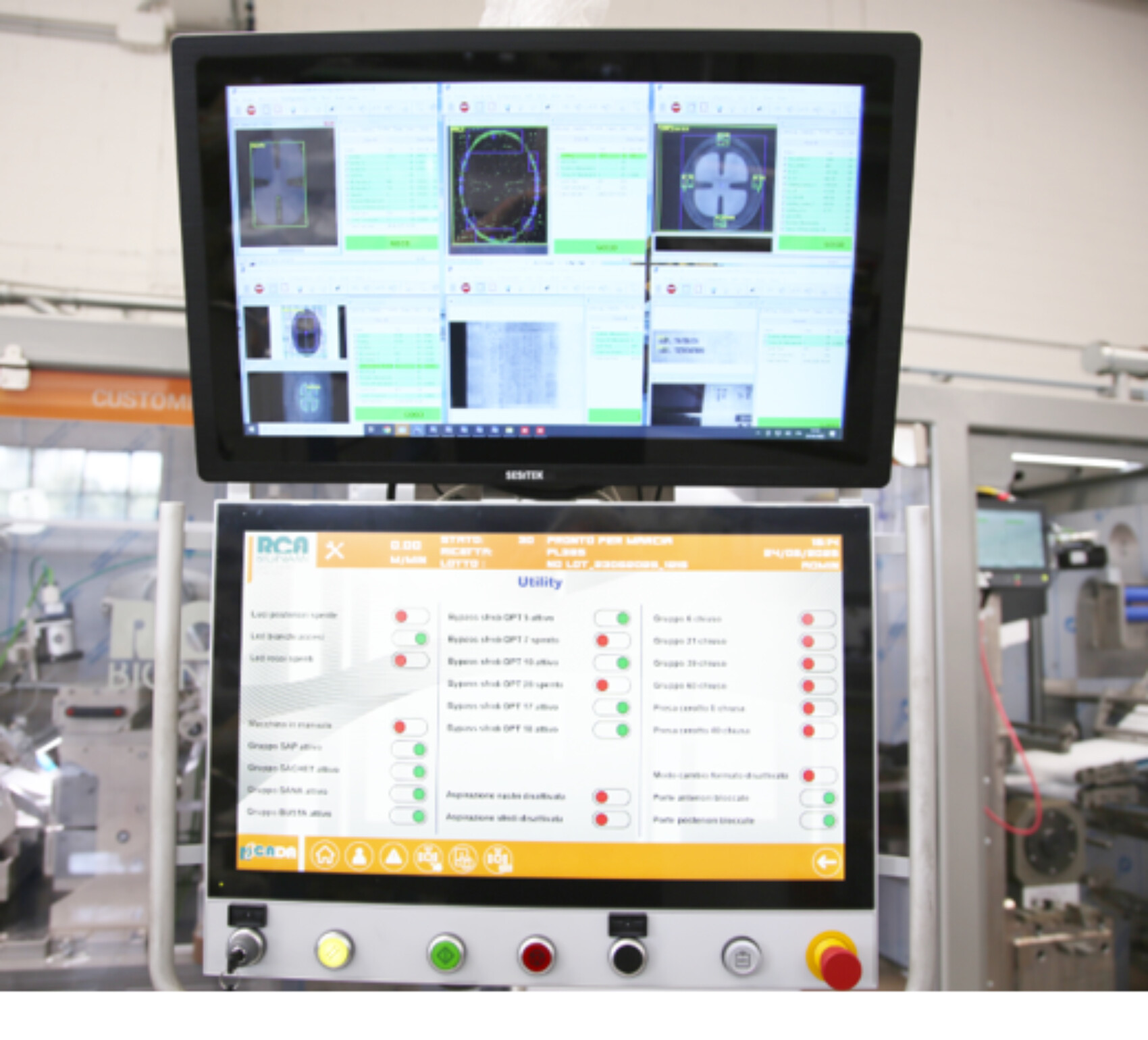 HMI showing vision system images