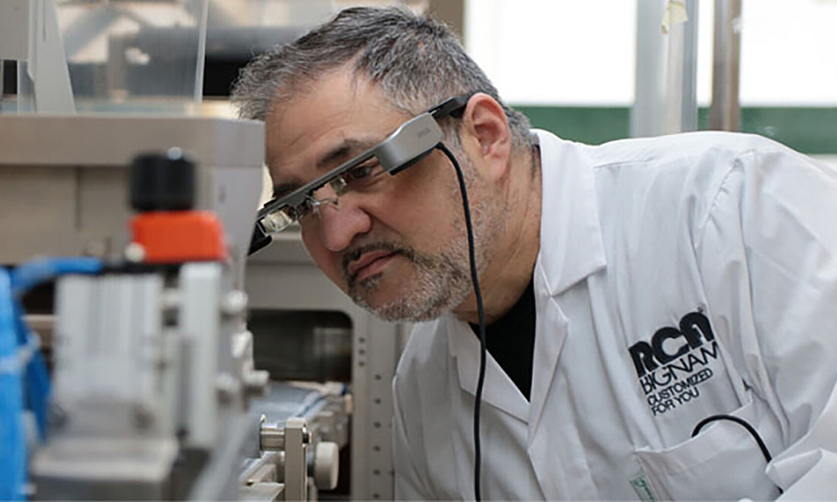One man looking into converting machine details.