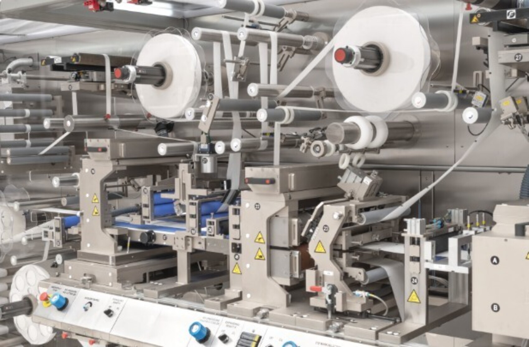 Part of RCA Bignami converting machine showing different web handling